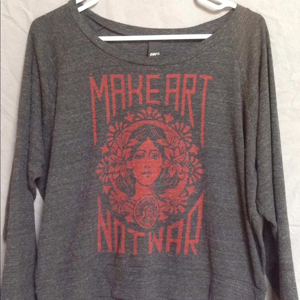 Obey Long-sleeve crop top Make Art Not War